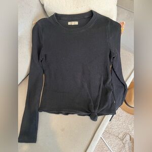 Madewell Black Long Sleeve Ribbed Top